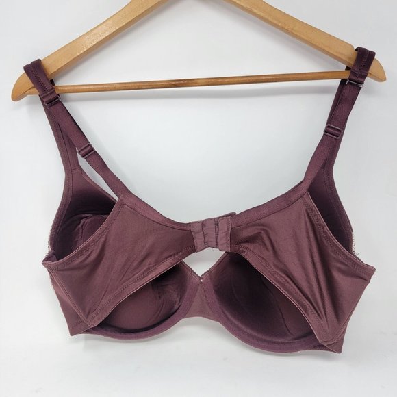 Cacique Plus Size 40DD Dark Red / White Lace Women's Underwire Bra - Picture 2 of 3